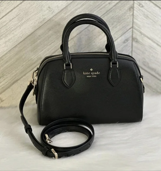 NWT KATE SPADE KF493 MADISON LEATHER SMALL DUFFLE SATCHEL CROSSBODY BAG BLACK - Picture 2 of 4